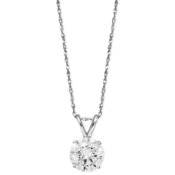 14k White Gold Necklace Cubic Round Pendant (2-1/6 ct. )