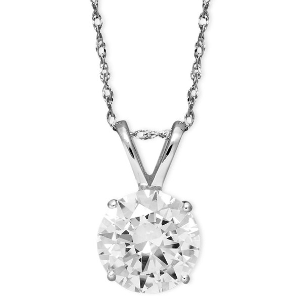 14k White Gold Necklace Cubic Round Pendant (2-1/6 ct. )