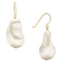 Cultured (13-15mm) Drop Earrings in 14k Gold-Plated