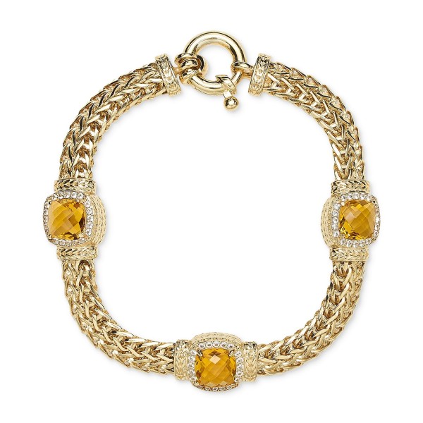 Citrine (5-1/4 ct. ) & White (7/8 ct. ) Weave Bracelet in 14k Gold-Plated