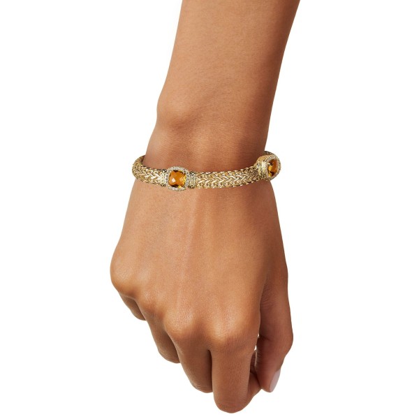 Citrine (5-1/4 ct. ) & White (7/8 ct. ) Weave Bracelet in 14k Gold-Plated