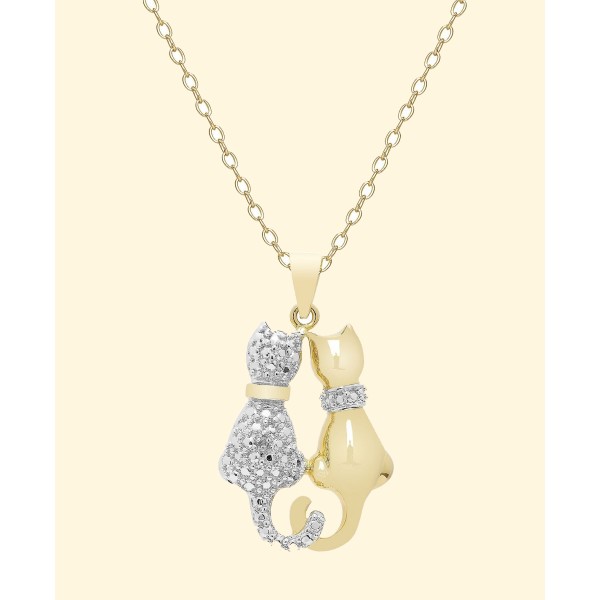 Gold-plated Cat Couple Pendant Necklace