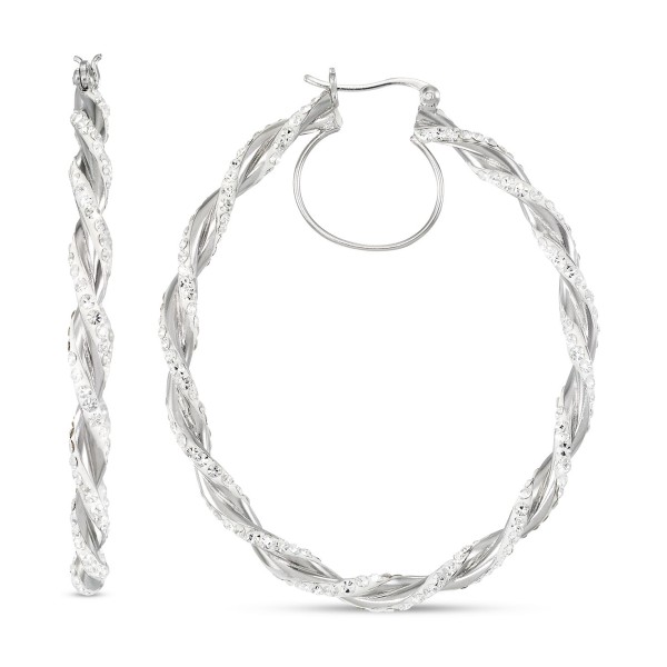 Pavé Twist Style Oval Hoop Earrings