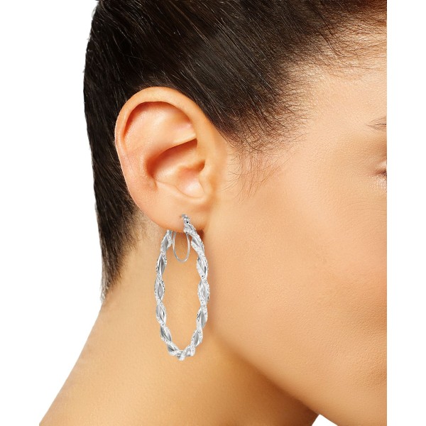 Pavé Twist Style Oval Hoop Earrings