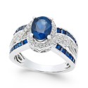 Sapphire (2-3/4 ct. ) and (1/3 ct. ) Ring in 14k White Gold