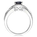 Sapphire (2-3/4 ct. ) and (1/3 ct. ) Ring in 14k White Gold