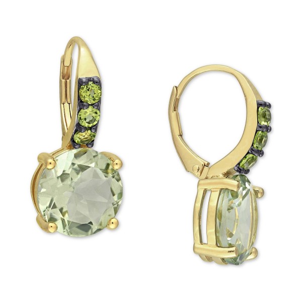 Quartz (11-5/8 ct. ) & Peridot (3/4 ct. ) Drop Earrings in 18k Gold-Plated