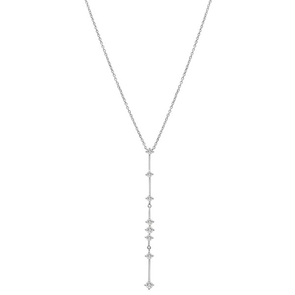 Vertical Line Lariat Necklace (1/3 ct. ) in 10k White Gold 17