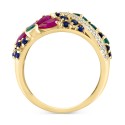 Multi-Gemstone (2-3/4 ct. ) & (1/4 ct. ) Flower Openwork Ring in 14k Gold