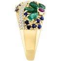 Multi-Gemstone (2-3/4 ct. ) & (1/4 ct. ) Flower Openwork Ring in 14k Gold