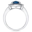 Blue (2-3/4 ct. ) Blue and White (1/3 ct. ) Oval Ring in 14k White Gold