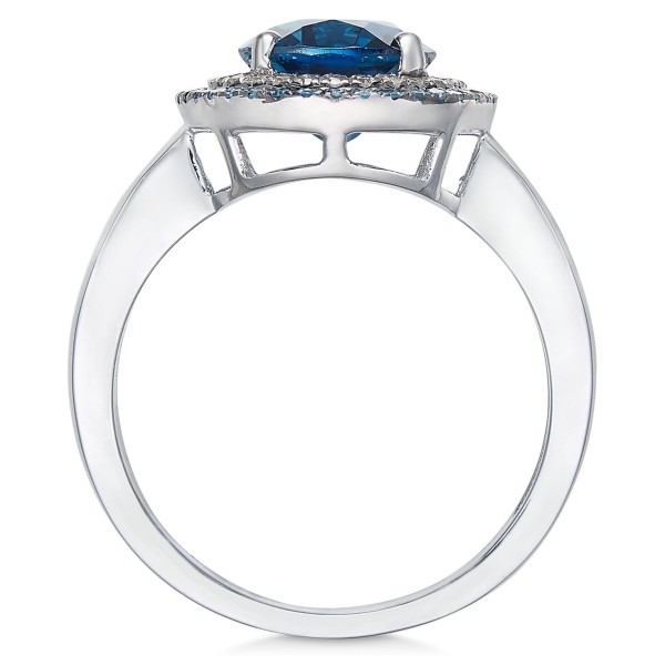 Blue (2-3/4 ct. ) Blue and White (1/3 ct. ) Oval Ring in 14k White Gold