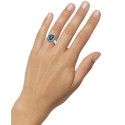 Blue (2-3/4 ct. ) Blue and White (1/3 ct. ) Oval Ring in 14k White Gold