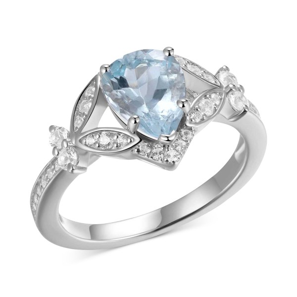 Aquamarine (1-1/2 ct. ) & White Sapphire Ring