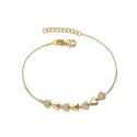 Adjustable Bracelet with 14k Yellow Gold Plating and Cubic Pave Heart