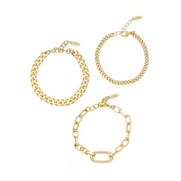 Gold Plated Chain Bracelet Set of 3