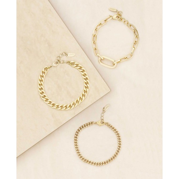 Gold Plated Chain Bracelet Set of 3