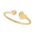 Polished Double Heart Cuff Ring in 10k Gold