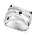 Sapphire (3/8 ct. ) & (1/20 ct. ) Multirow Statement Ring and 18k Gold