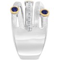 Sapphire (3/8 ct. ) & (1/20 ct. ) Multirow Statement Ring and 18k Gold