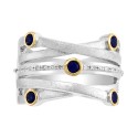 Sapphire (3/8 ct. ) & (1/20 ct. ) Multirow Statement Ring and 18k Gold