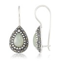 (9 x 6 x 5.2mm) & Marcasite Teardrop Earrings