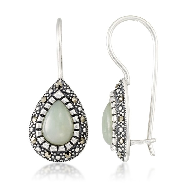 (9 x 6 x 5.2mm) & Marcasite Teardrop Earrings