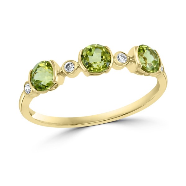 Peridot (7/8 ct. ) & (1/20 ct. ) Ring in 14k Gold