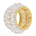 Cultured (3 - 4-1/2mm) & White Sapphire (1-3/5 ct. ) Multirow Statement Ring in Yellow Rhodium-Plated