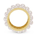 Cultured (3 - 4-1/2mm) & White Sapphire (1-3/5 ct. ) Multirow Statement Ring in Yellow Rhodium-Plated