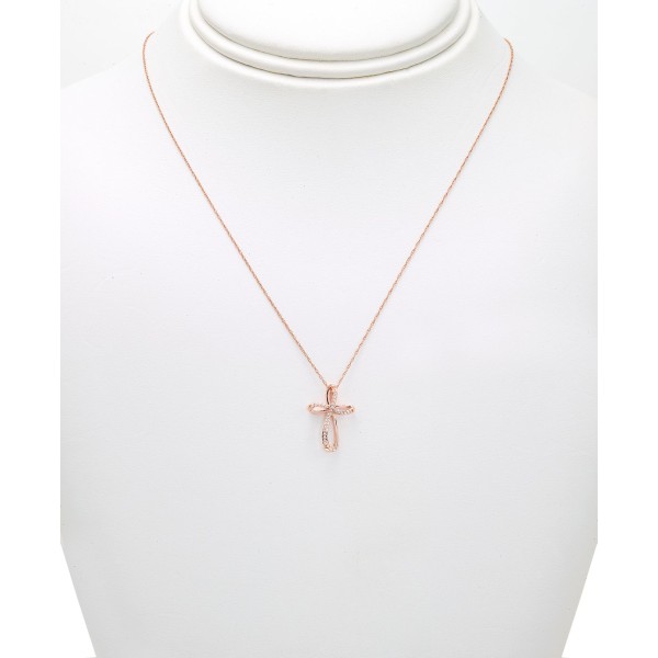 Open Cross Pendant Necklace (1/20 ct. ) in 14K Yellow White or Gold