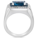 Men's Blue (4-1/2 ct. ) & White (1/3 ct. ) Rectangular Ring