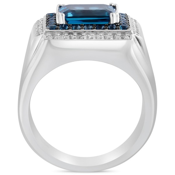 Men's Blue (4-1/2 ct. ) & White (1/3 ct. ) Rectangular Ring