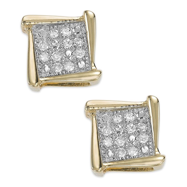 Square Stud Earrings in 10k White Yellow or Gold