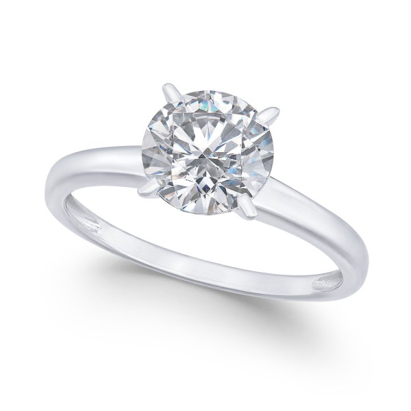 Cubic (3-1/3 ct. ) Solitaire Engagement Ring in 14k White Gold