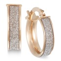 Glitter Hoop Earrings in 14k Gold White Gold or Gold