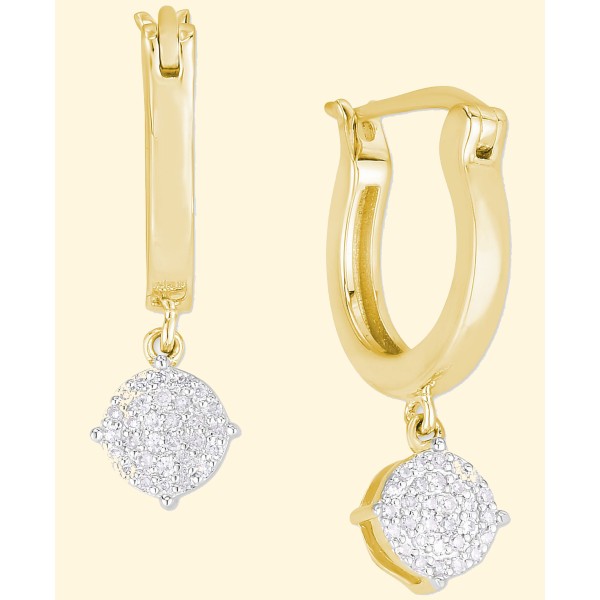 Cluster Dangle Hoop Earrings (1/5 ct. tw.) & 14k Gold-Plate