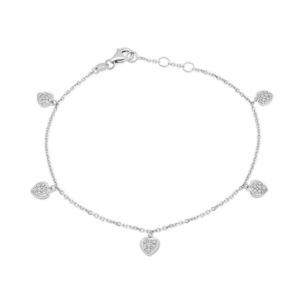 Pavé Dangle Heart Bracelet (1/6 ct. ) in 14k White Gold