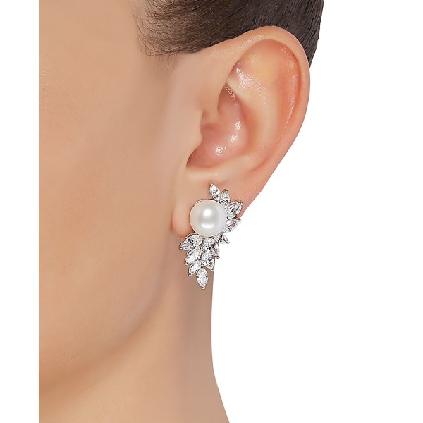 Cultured (10mm) & Cubic Drop Earrings