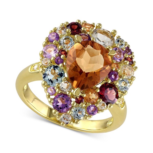 Multi-Gemstone(4-3/4 ct. ) & Teardrop Cluster Ring in 18k Gold-Plated