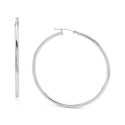 14k White Gold Earrings Large Polished Hoop