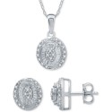 2-Pc. Set (1/6 ct. ) Oval Cluster Pendant Necklace & Matching Stud Earrings