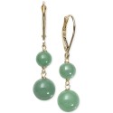 Dyed (6 & 8mm) Beaded Drop Earrings in 14k Gold