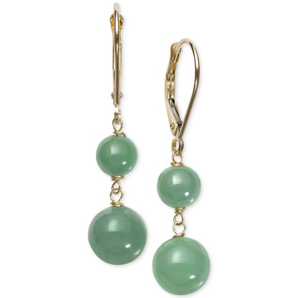 Dyed (6 & 8mm) Beaded Drop Earrings in 14k Gold