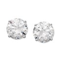 Cubic Round Stud Earrings Collection in 14k White Gold