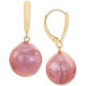 Cultured Ming (12-14mm) Drop Earrings in 14k Gold