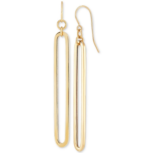 Polished Oblong Drop Earrings in 14k Gold