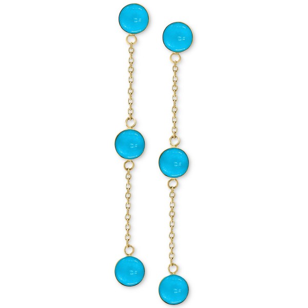 Turquoise (5mm) Drop Earrings in 14k Gold