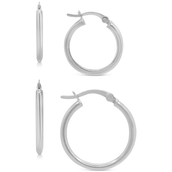 2-Pc. Set Polished Hoop Earrings 15mm and 20mm