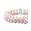 & White (6 1/3 - 7 1/3mm) & White (1/10 ct. t.w) Two Row Bracelet